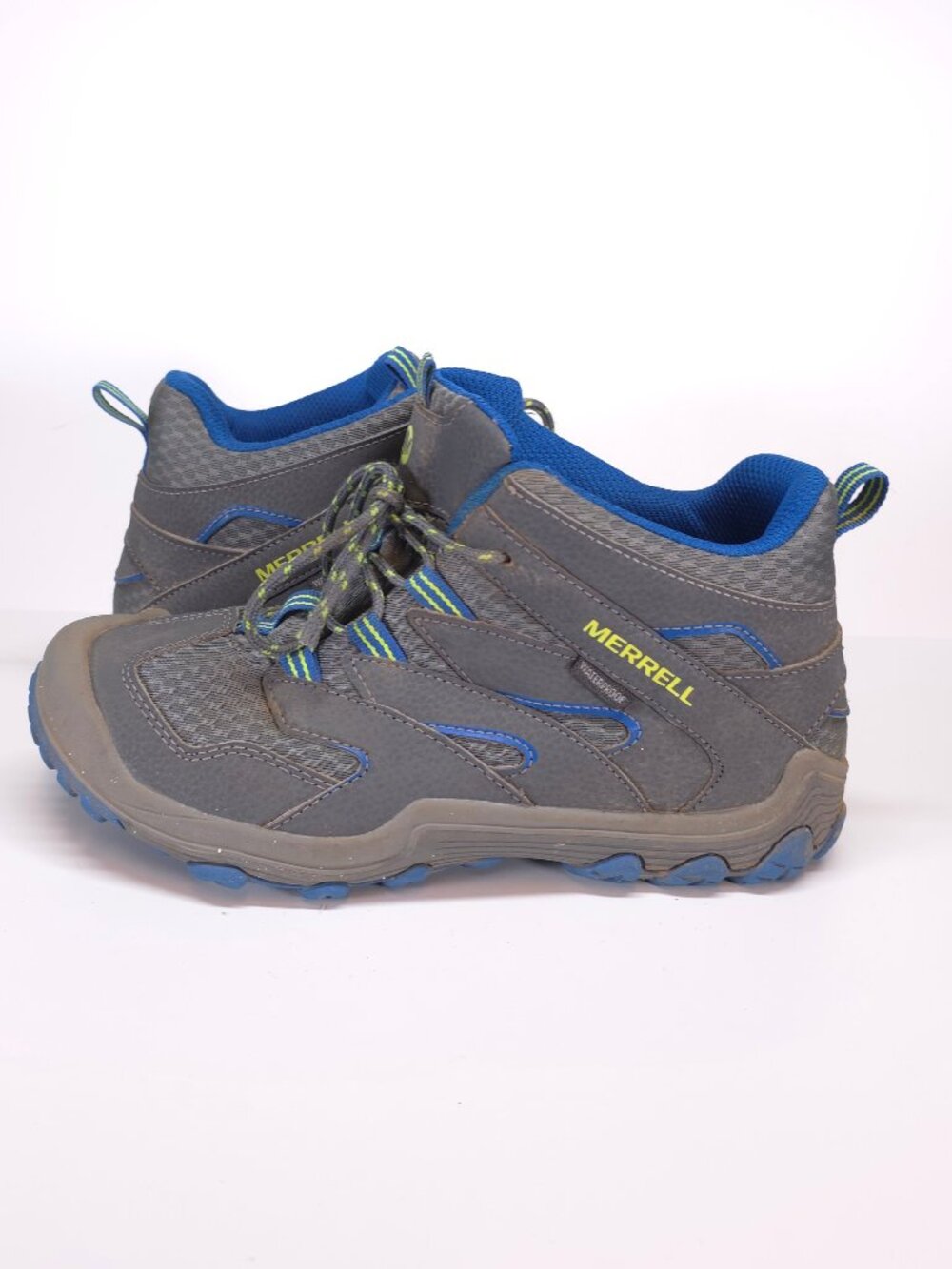 Merrell Waterproof Hiking Shoes Youth US 5 Gray Blue Trail Sneakers